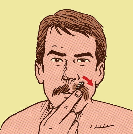 2 Man combing handlebar mustache illustration.
