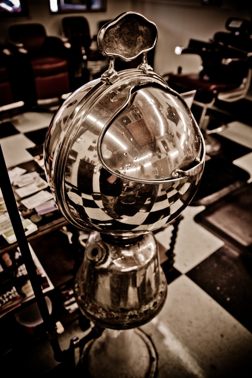 AoM_Brewing-15 Antique gas towel warmer at barber shop.