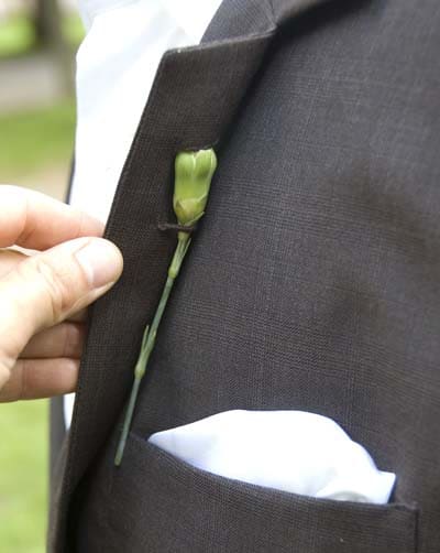 Jacket with back bud Boutonniere Latch.