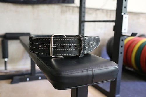 black leather weightlifting belt