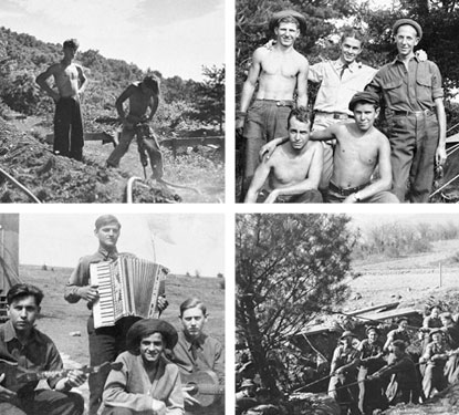 Civilian Conservation Corps Vintage men in group photos and working for civilization.