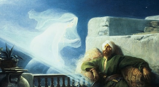 A dreamy painting of a man and a woman sitting on a balcony, capturing the essence of longing and romance.