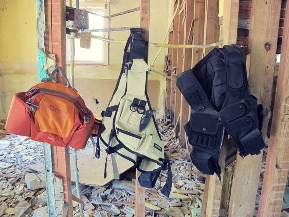 Disaster safety jackets sticking on wire.