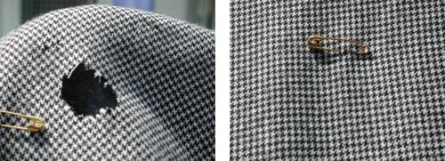 invisible weaving Illustration of invisible weaving repair fix holes in clothing.