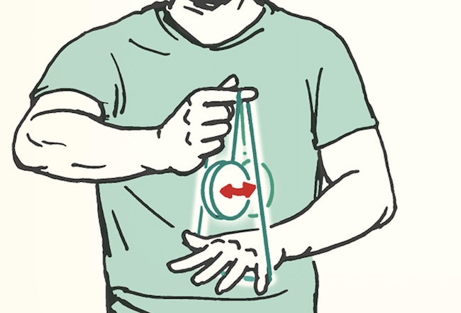 An illustration of a man holding a piece of paper, looking cool.